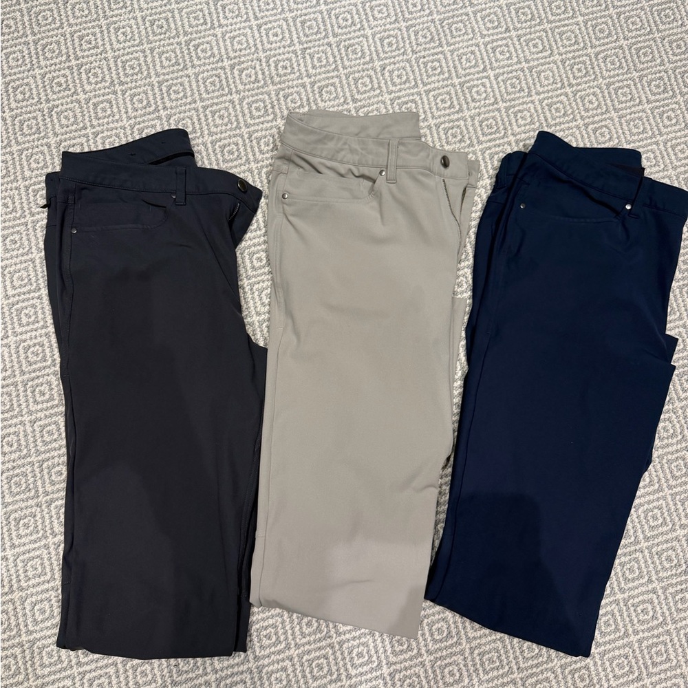 Men's Lululemon ABC slim tall Pants 34 waist - Charcoal, Navy, light tan